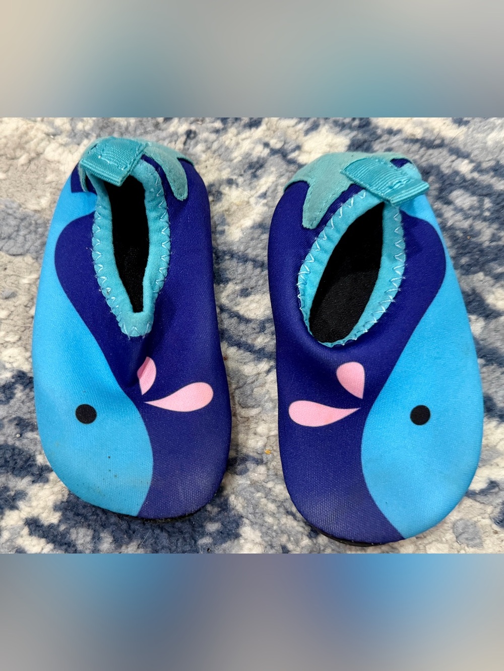 Kids Blue Aqua Slip-On Water Shoes with Pink Details